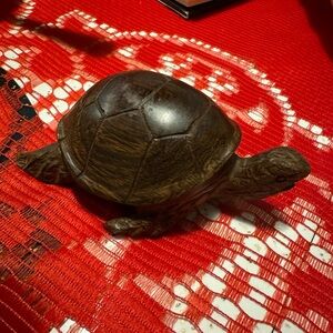 Vintage carved wood turtle